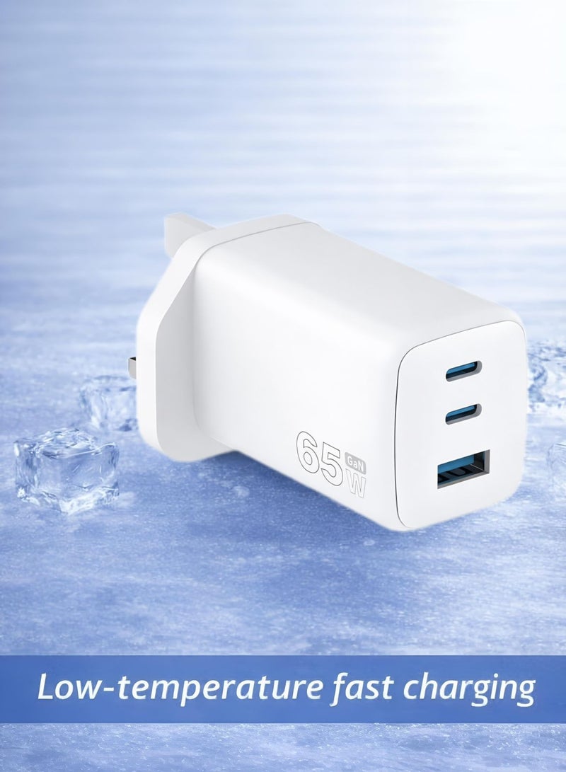 ايه كيه تي ستار شاحن سريع متعدد المنافذ بقوة 65 واط بتقنية GaN، مزود بمخرج USB-C وUSB-A، يدعم الشحن السريع PD وQC 3.0، محول جداري صغير الحجم مزود بحماية من الحرارة الزائدة، متوافق مع أجهزة MacBook Air وMacBook Pro وأجهزة الكمبيوتر المحمولة من Apple وSamsung - Image 4